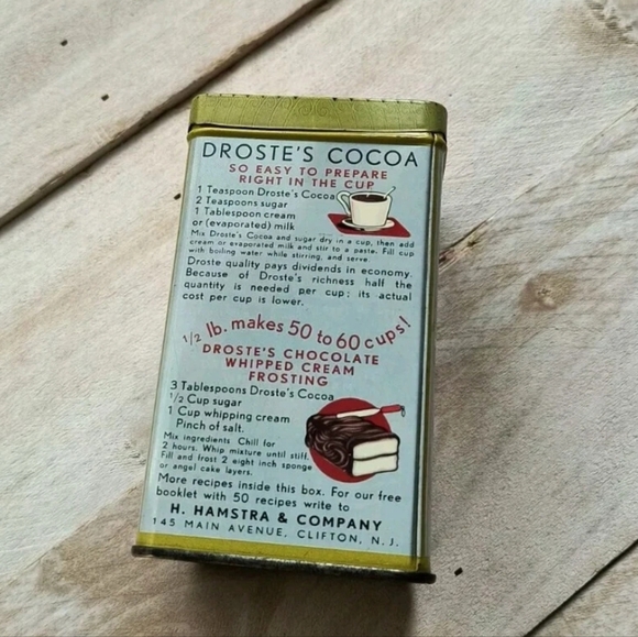 Vintage Droste's Dutch COCOA Embossed Tin HAARLEM HOLLAND 8 OZ - Picture 3 of 6